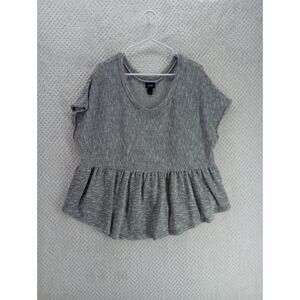 Daytrip Women's Large Gray Babydoll Scoop Neck Oversized Top